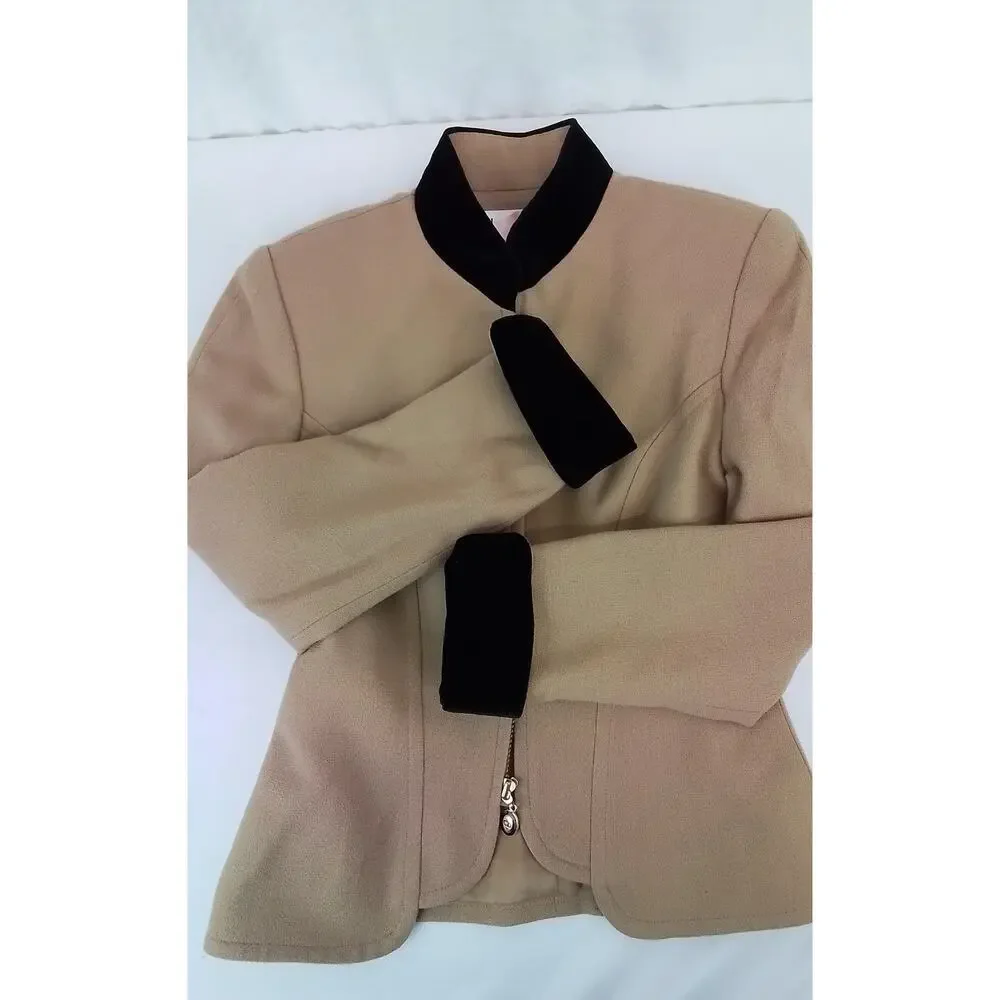 Christian Dior Skirt Suit Set Women's 4 Brown/Black Velvet Jacket + Skirt #J3401